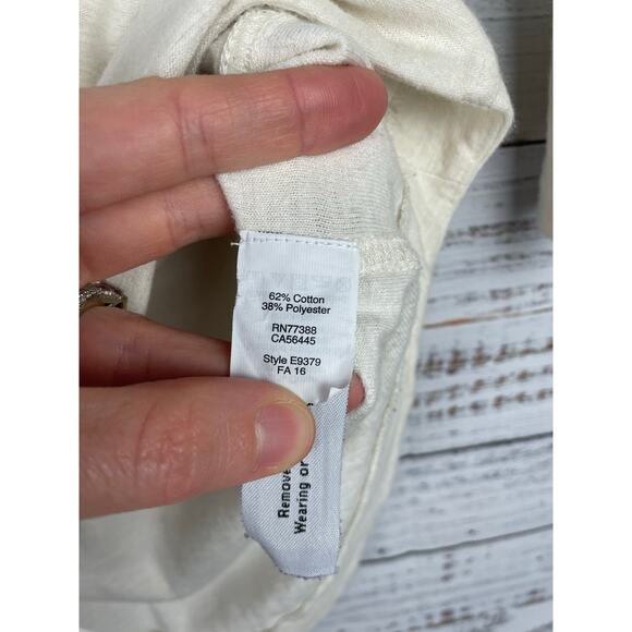 Madewell Libra Lace Up Tee XS Ivory Cream 3/4 Sleeve Boho Western Coastal Norm - Picture 6 of 7